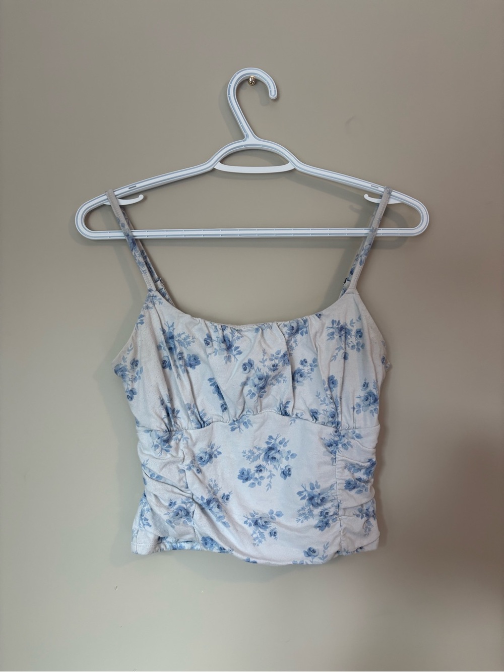 Hollister White Cami with Light Blue Floral Print